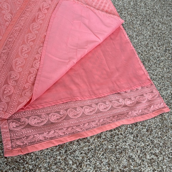 NEW Peach chikankari Long kurta Top fully Embroidered new - Picture 7 of 8